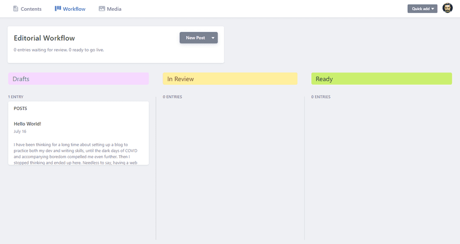 Netlify CMS's editorial workflow
